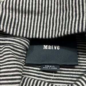 Maeve Women's Super Soft Turtleneck Too in Black and White Stripes